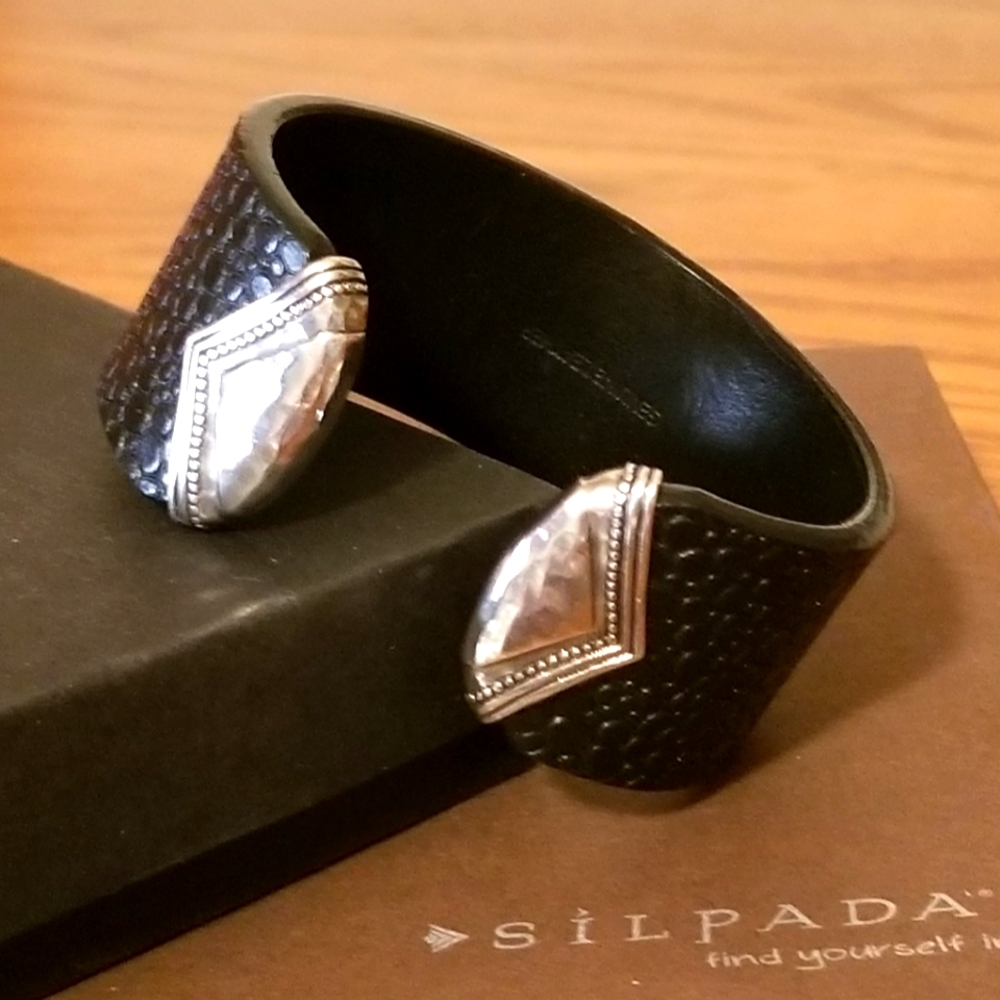 Silpada Sterling Silver & Leather Cuff Bracelet